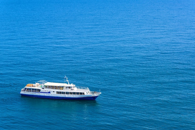 Tourist ship sails in the Black Sea Crimea Russia