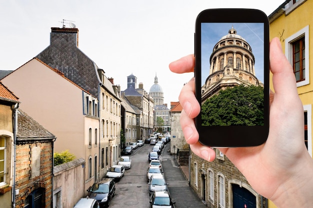 Tourist taking photo of BoulogneSurMer France