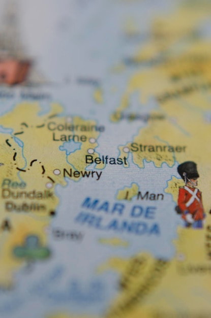 tourist vertical map of Belfast in Ireland in travel concept