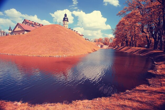 Tourist view the castle in Belarus