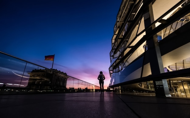 Tourist walking along Reichstag