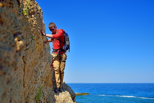 Tourist walking on the cliff