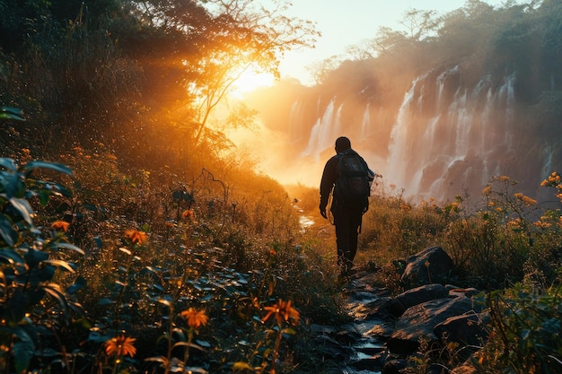 tourist at the waterfall