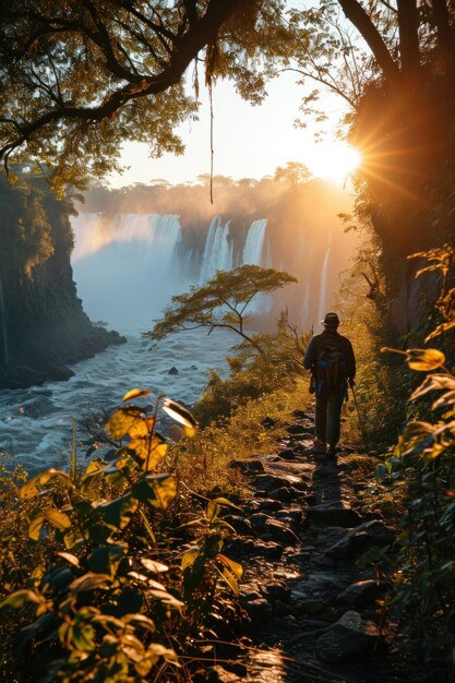 tourist at the waterfall