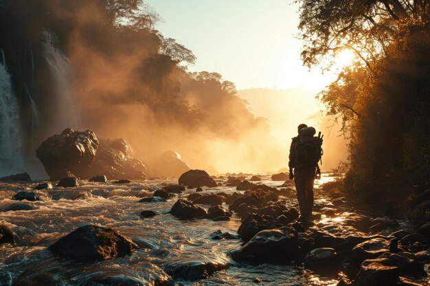 tourist at the waterfall