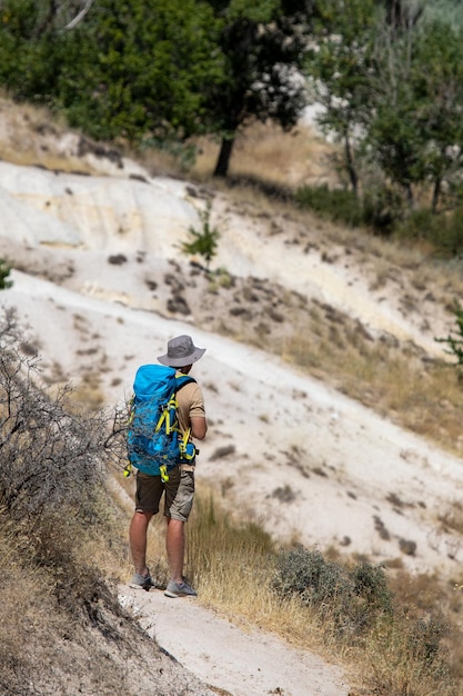 Tourist with a large hiking backpack