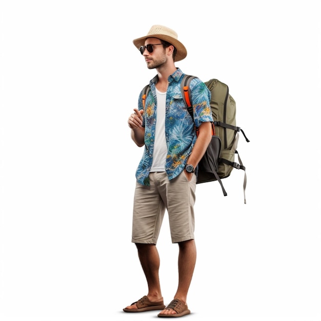 Tourist with white background high quality ultra hd