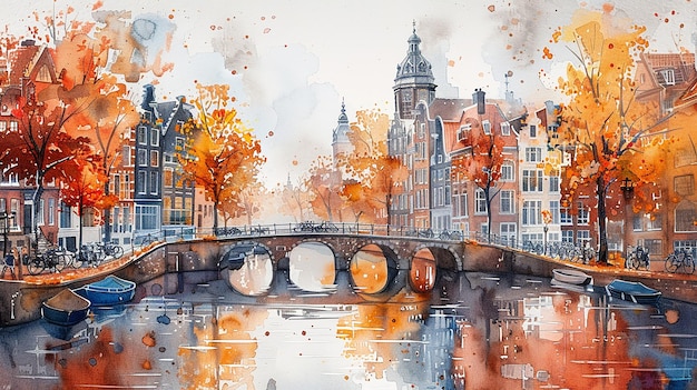 Touristic postcard view of Amsterdam