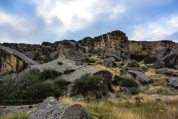 Touristic Qobustan with petroglyphs area listed in Unesco World Heritage in Azerbaijan Baku