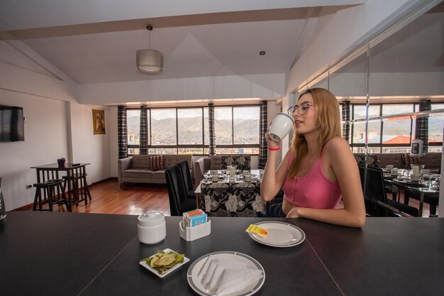 Tourists in a country hotel in the Sacred Valley of the Incas