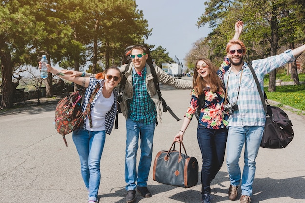 Tourists having fun