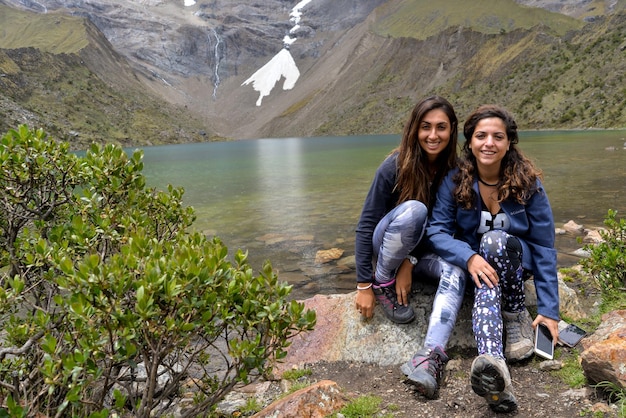 Tourists in the Humantay lagoon city of Cusco