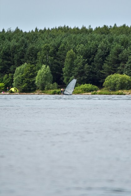 tourists relax on the Volga River