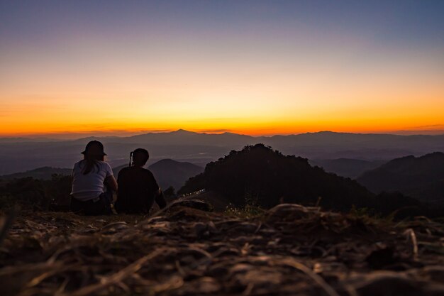 The tourists in a relaxed manner. with Mountain views 