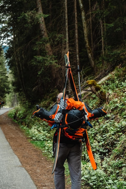 Tourists on the trail in the mountains