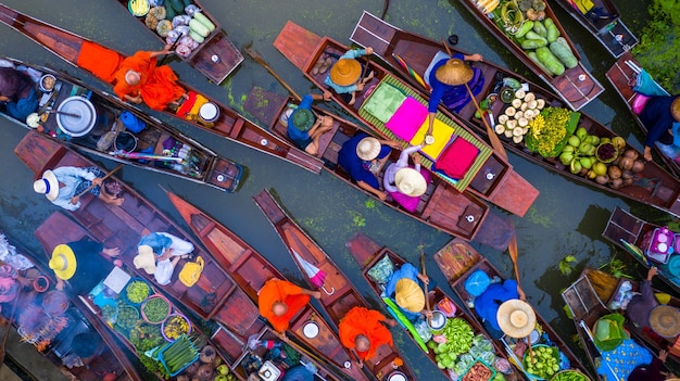 Tourists visiting by boat