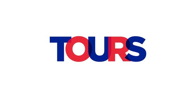 Tours in the France emblem The design features a geometric style vector illustration with bold typography in a modern font The graphic slogan lettering