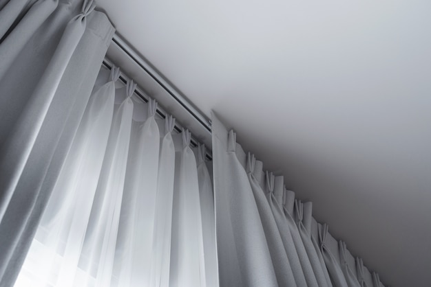 Photo tow layers curtain with rails