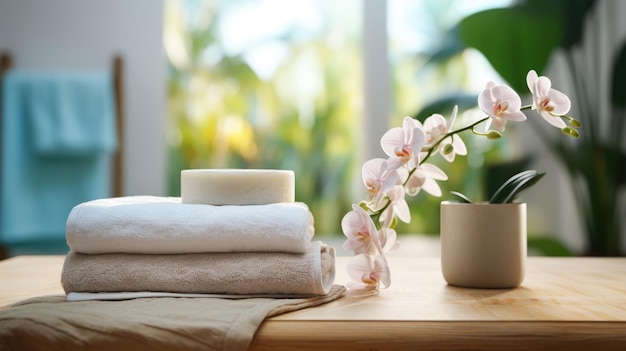 towel on blurred bathroom background