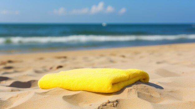 A towel laid on a sandy beach ready for use