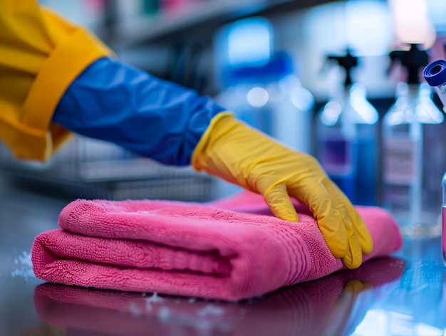 Foto asciugamano in un laboratorio scientifico