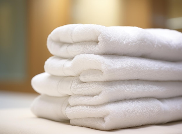 Towel stacked in bathroom