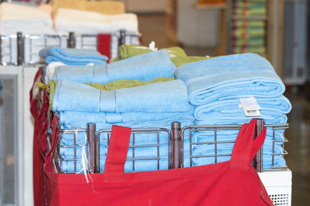 Photo towels arranged in trolley