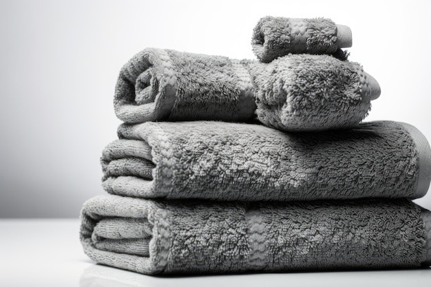 Towels in gray on a white background