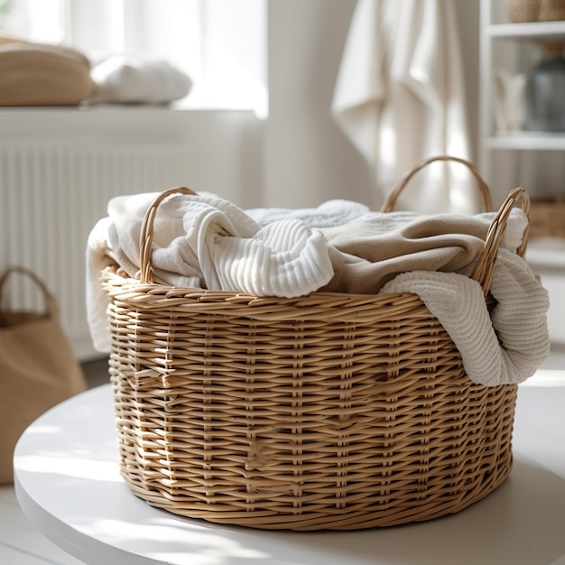 Photo towels in a minimalist bathroom