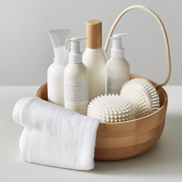 towels in a minimalist bathroom