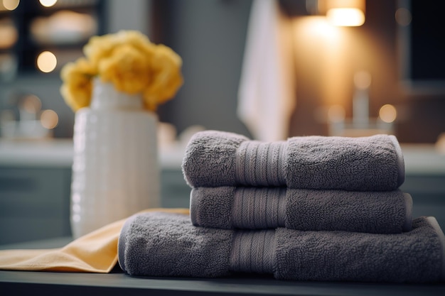 towels in a minimalist bathroom