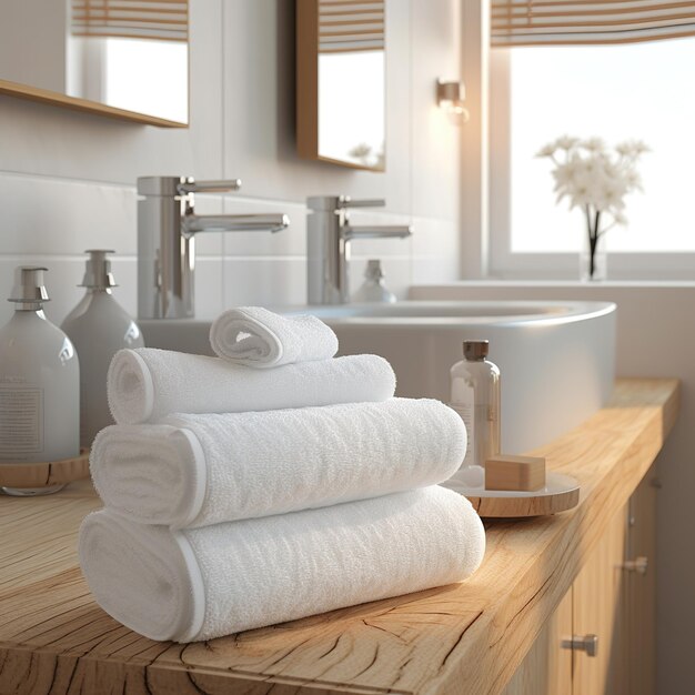 towels in a minimalist bathroom