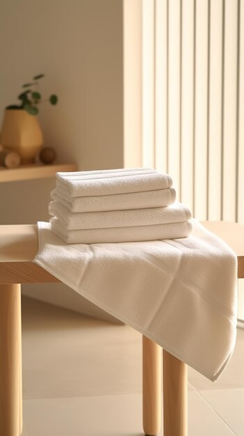 towels in a minimalist bathroom