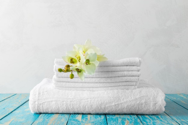 Towels with orchid flower