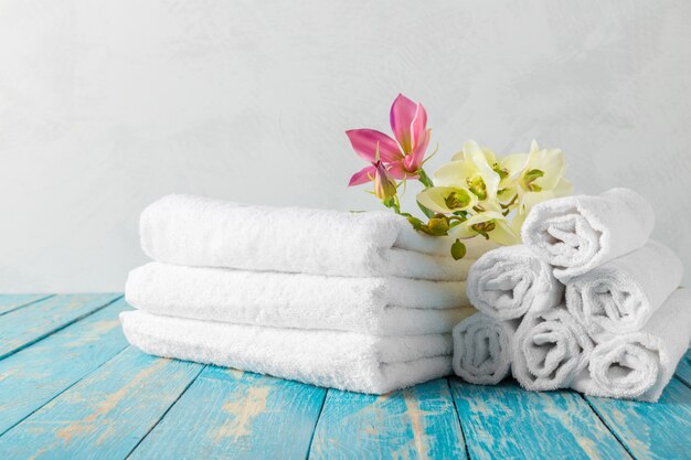 Towels with orchid flower