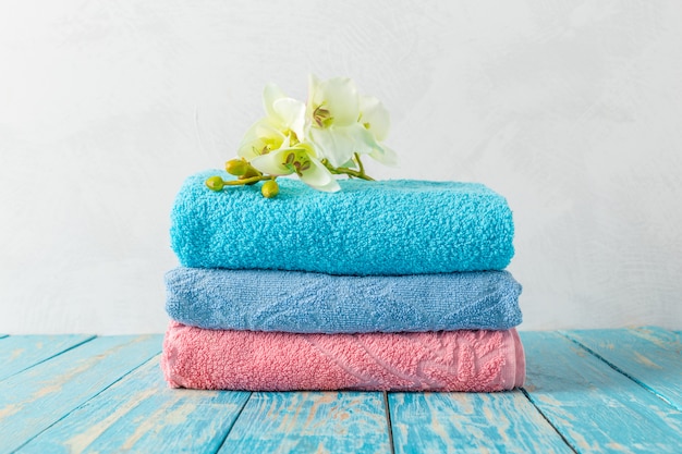 Towels with orchid flower