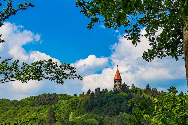 Tower of the abbey of st maurice and st maurus in clervaux luxembourg