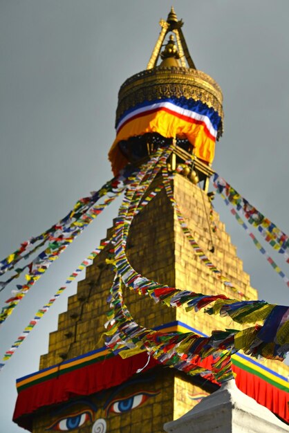 The tower of the boudhanath buddhist stupa kathmandu nepal