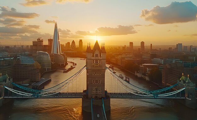 Tower Bridge in London UK at sunset Long exposure