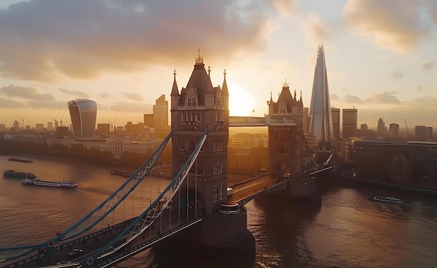 Tower Bridge in London UK at sunset Long exposure