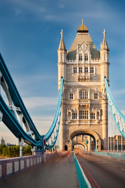 Tower Bridge in London with blue sky