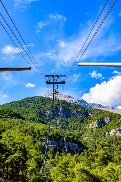 Tower of cable car on Tahtali mountain not far from the Kemer town Antalya province Turkey