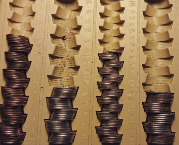 Photo tower of coins in scale