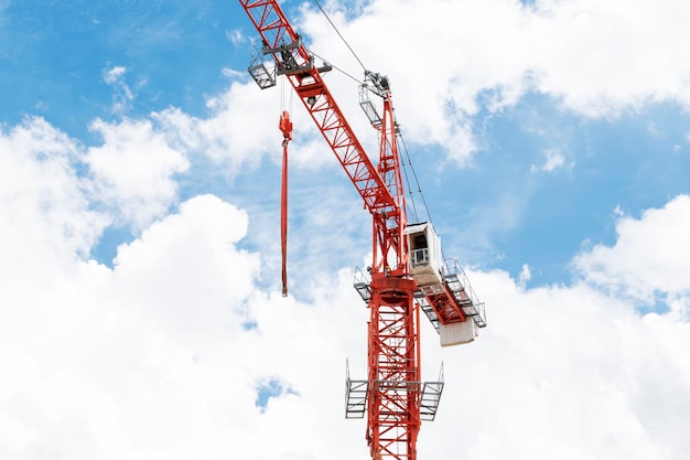 Tower construction crane with blue sky background