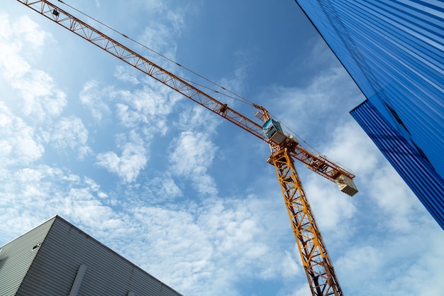 Tower crane in construction site industry.