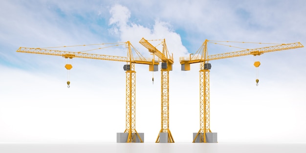 Tower Crane. Isolated on White Background. 3D illustration