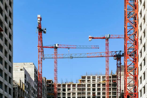Tower crane on new buildings of the city