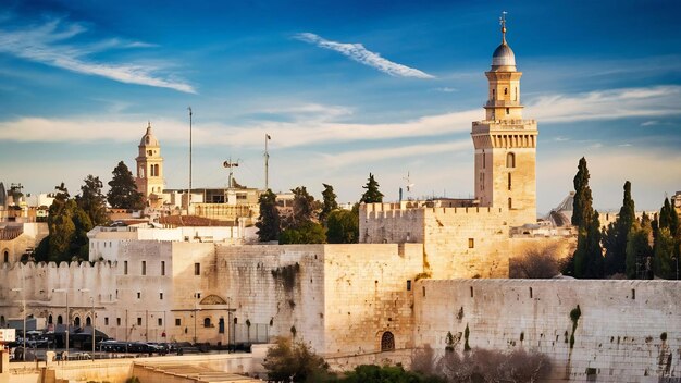 Tower of david and city wall jerusalem israel