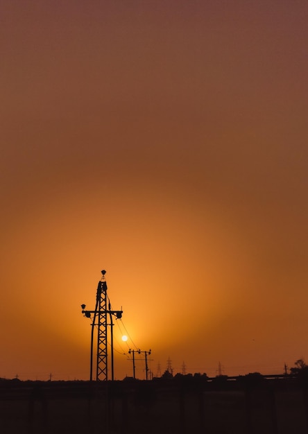 tower electrical cloudscape evening silhouette architecture