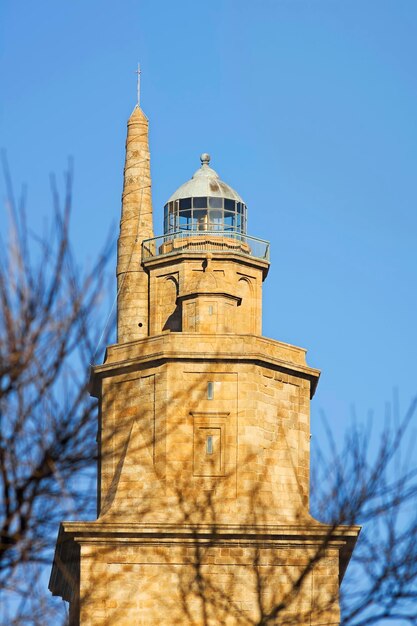 Tower of hercules against clear blue sky